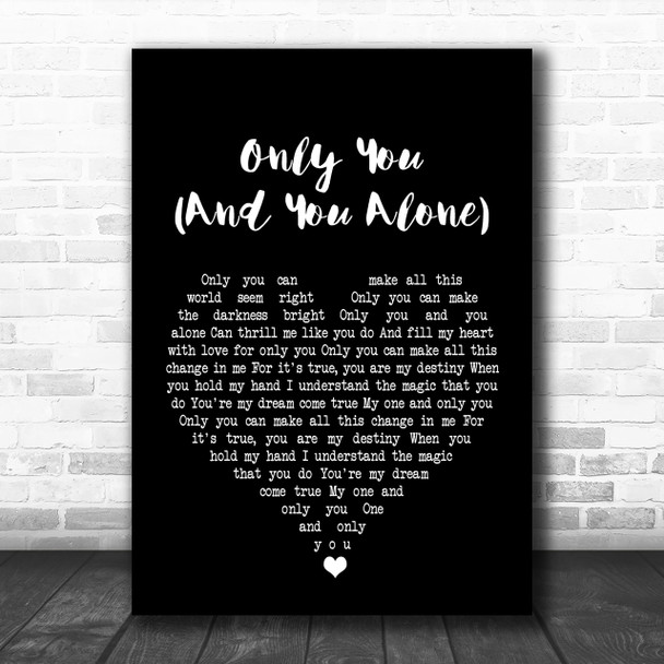 The Platters Only You (And You Alone) Black Heart Song Lyric Music Wall Art Print