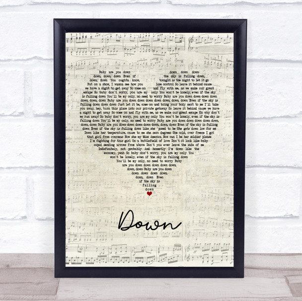 Jay Sean Down Script Heart Song Lyric Music Poster Print