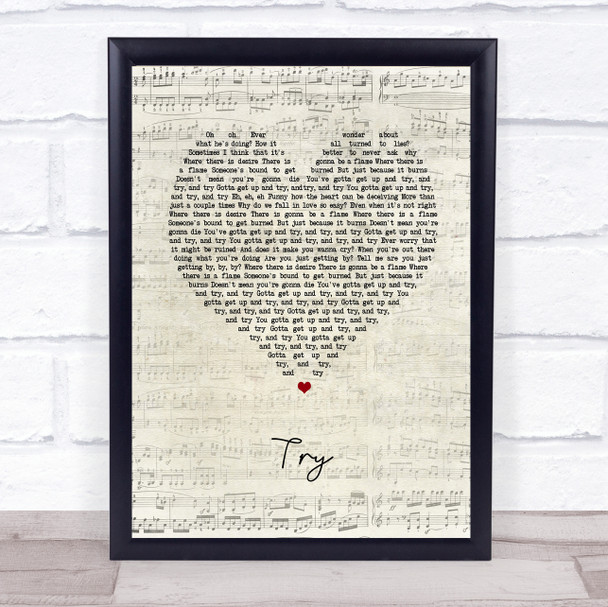 Pink Try Script Heart Song Lyric Music Poster Print