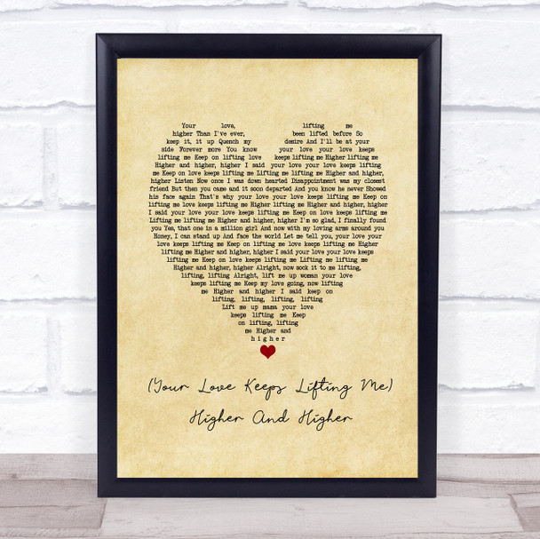 Jackie Wilson Your Love Keeps Lifting Me Higher And Higher Vintage Heart Lyric Music Poster Print