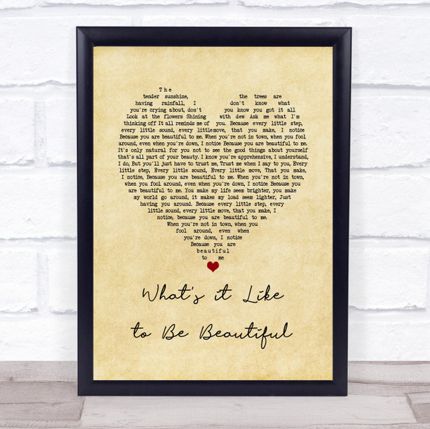 Lena Fiagbe What's it Like to Be Beautiful Vintage Heart Song Lyric Music Poster Print