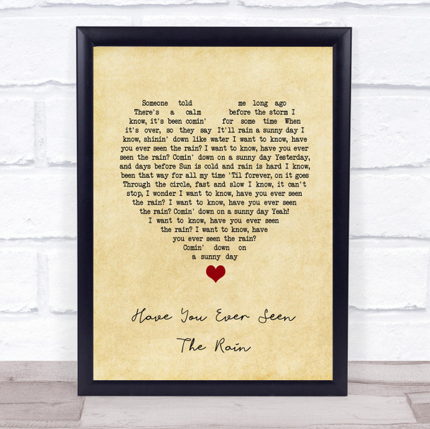 Creedence Clearwater Revival Have You Ever Seen The Rain Vintage Heart Lyric Music Poster Print