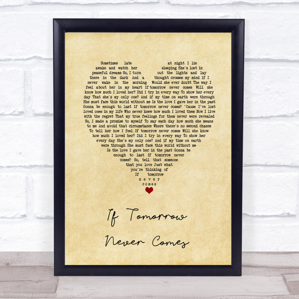 Ronan Keating If Tomorrow Never Comes Vintage Heart Song Lyric Music Poster Print