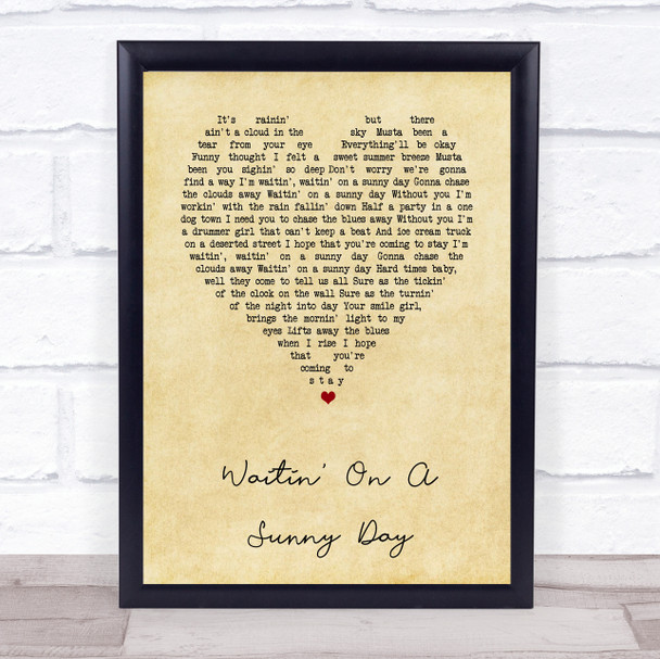 Bruce Springsteen Waitin' On A Sunny Day Vintage Heart Song Lyric Music Poster Print