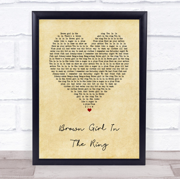 Boney M Brown Girl In The Ring Vintage Heart Song Lyric Music Poster Print