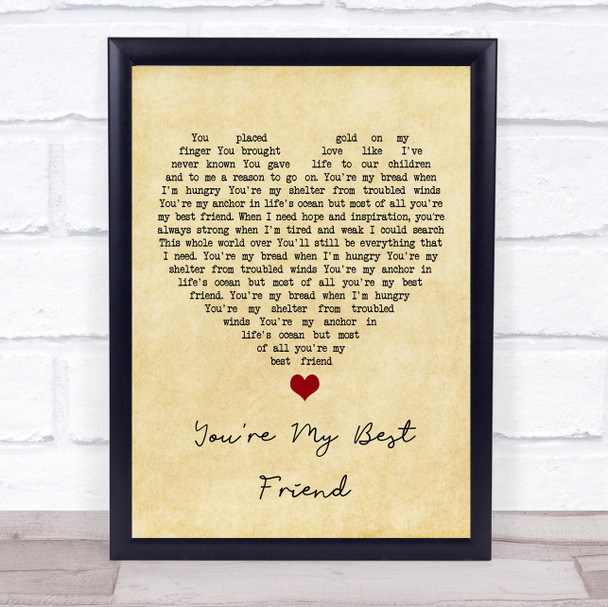 Don Williams You're My Best Friend Vintage Heart Song Lyric Music Poster Print