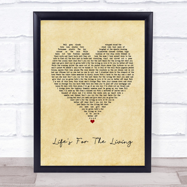 Passenger Life's For The Living Vintage Heart Song Lyric Music Poster Print