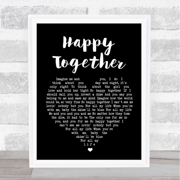 The Turtles Happy Together Black Heart Song Lyric Music Wall Art Print