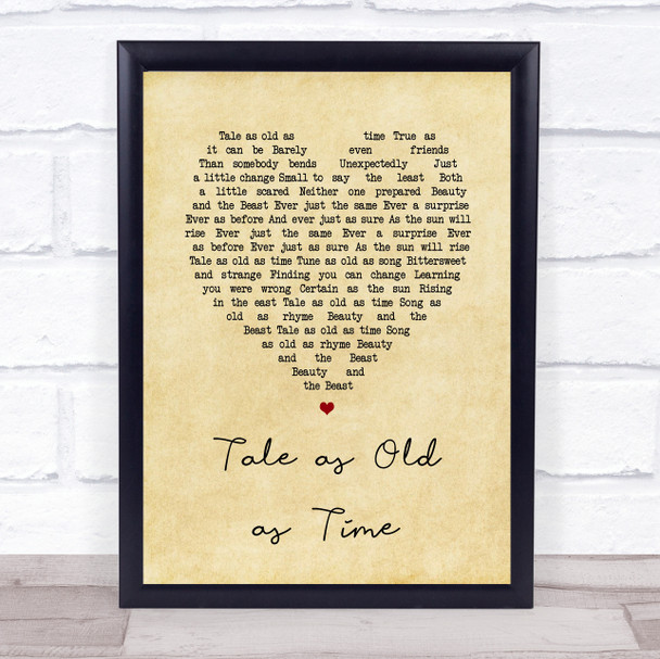 Celine Dion, Peabo Bryson Beauty & The Beast Vintage Heart Song Lyric Music Poster Print