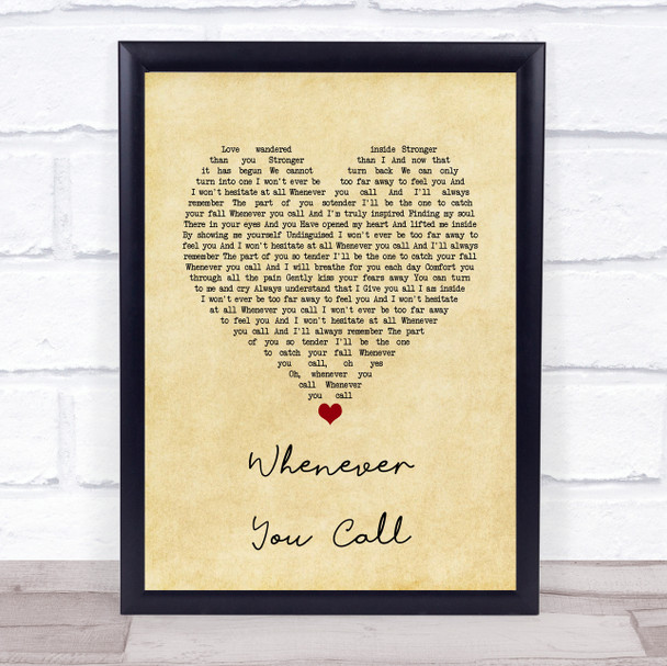 Mariah Carey Whenever You Call Vintage Heart Song Lyric Music Poster Print