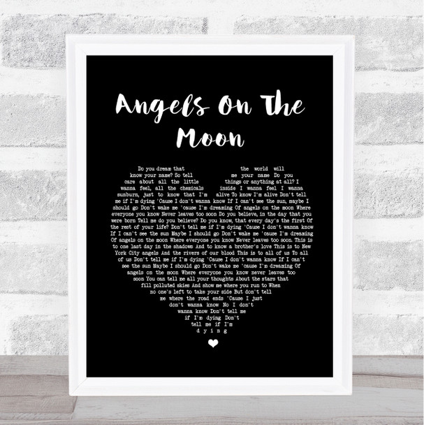 Thriving Ivory Angels On The Moon Black Heart Song Lyric Music Wall Art Print