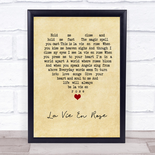 Louis Armstrong La Vie En Rose Vintage Heart Song Lyric Music Poster Print