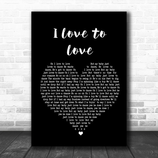 Tina Charles I Love to Love Black Heart Song Lyric Music Wall Art Print