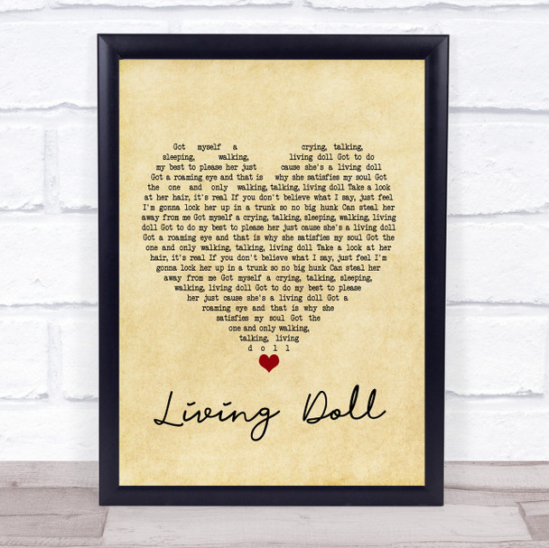 Cliff Richard and The Drifters Living Doll Vintage Heart Song Lyric Music Poster Print