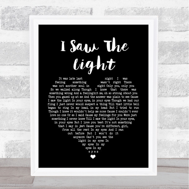 Todd Rundgren I Saw The Light Black Heart Song Lyric Music Wall Art Print