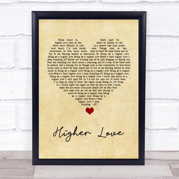 Steve Winwood Higher Love Vintage Heart Song Lyric Music Poster Print
