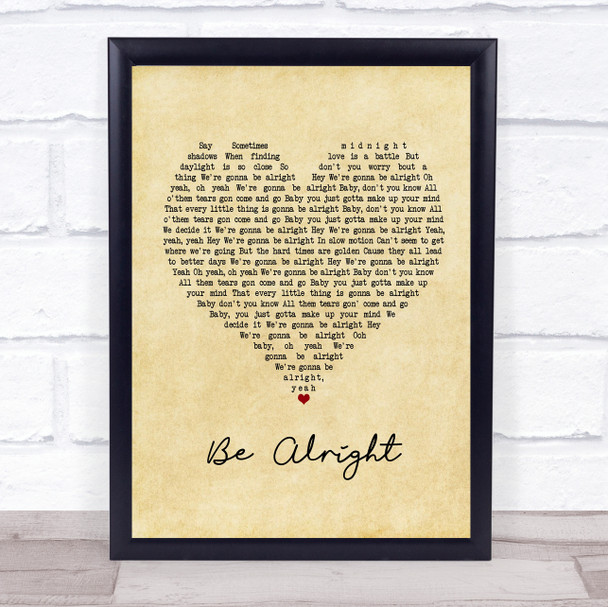 Ariana Grande Be Alright Vintage Heart Song Lyric Music Poster Print