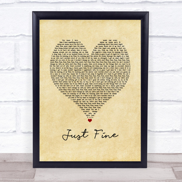 Mary J Blige Just Fine Vintage Heart Song Lyric Music Poster Print