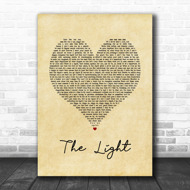Common The Light Vintage Heart Song Lyric Music Poster Print