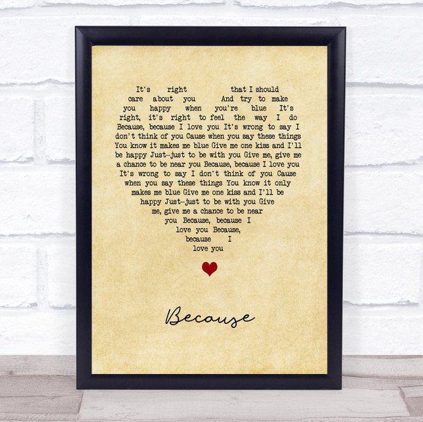 Julian Lennon Because Vintage Heart Song Lyric Music Poster Print