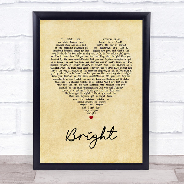 Echosmith Bright Vintage Heart Song Lyric Music Poster Print
