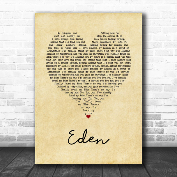 The Script Eden Vintage Heart Song Lyric Music Poster Print