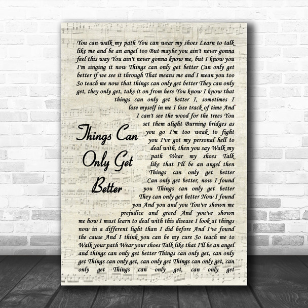 Dream Things Can Only Get Better Vintage Script Song Lyric Music Poster Print