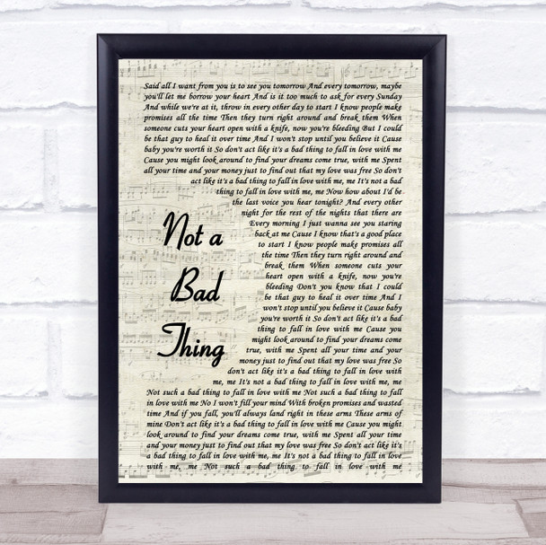 Boyce Avenue Not A Bad Thing Vintage Script Song Lyric Music Poster Print