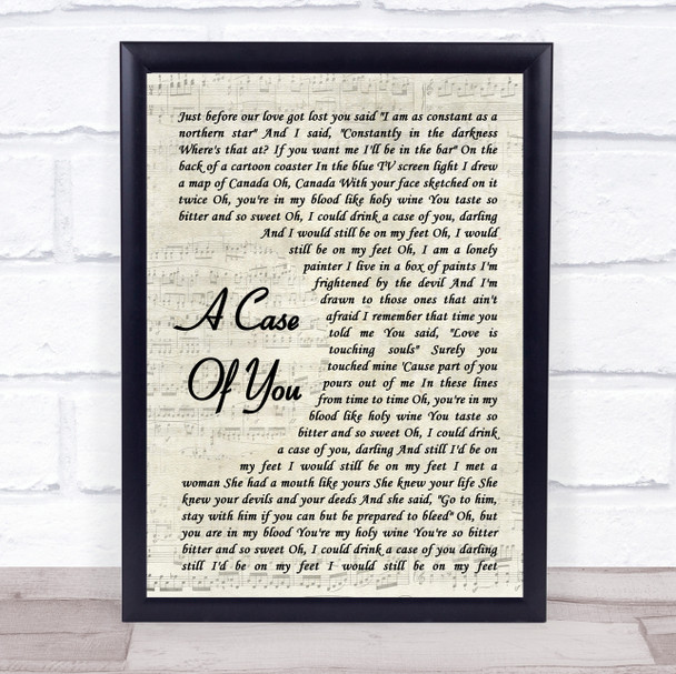 Joni Mitchell A Case Of You Vintage Script Song Lyric Music Poster Print