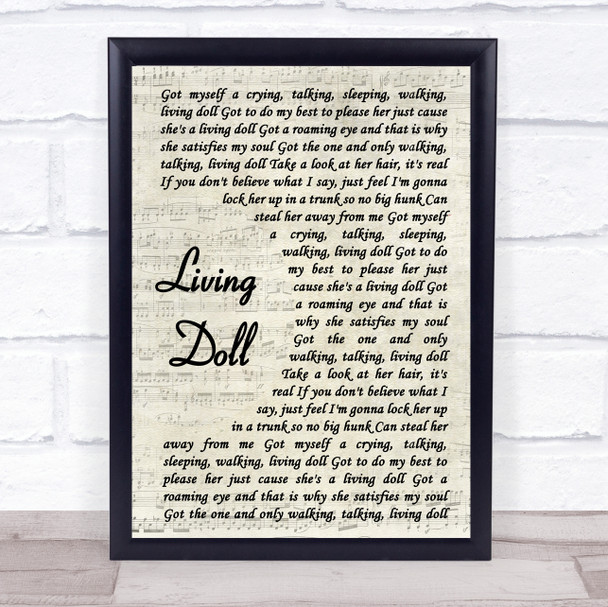 Cliff Richard and The Drifters Living Doll Vintage Script Song Lyric Music Poster Print