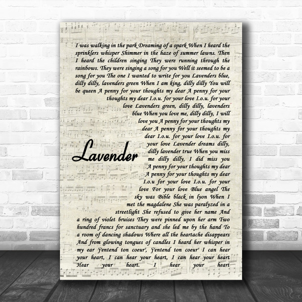 Marillion Lavender Vintage Script Song Lyric Music Poster Print