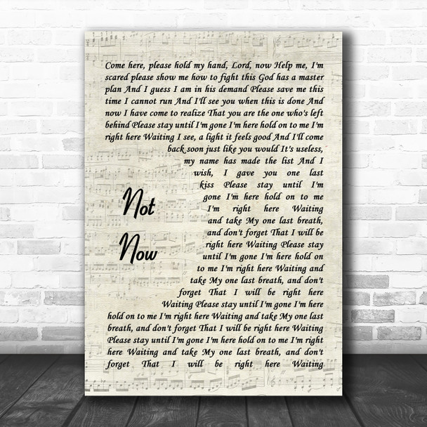 Blink-182 Not Now Vintage Script Song Lyric Music Poster Print