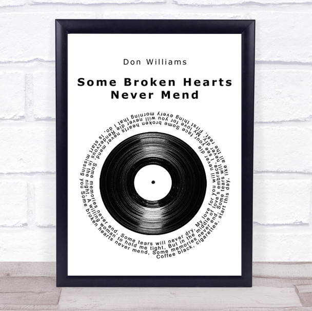 Don Williams Some Broken Hearts Never Mend Vinyl Record Song Lyric Music Poster Print