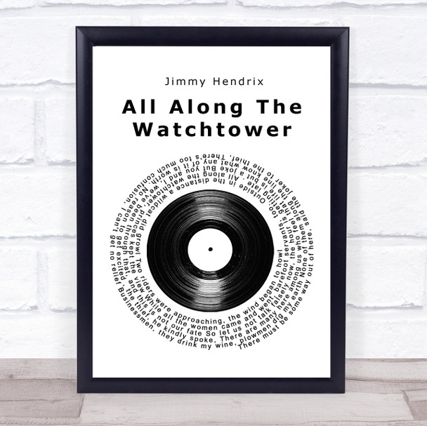 Jimmy Hendrix All along the watch tower Vinyl Record Song Lyric Music Poster Print