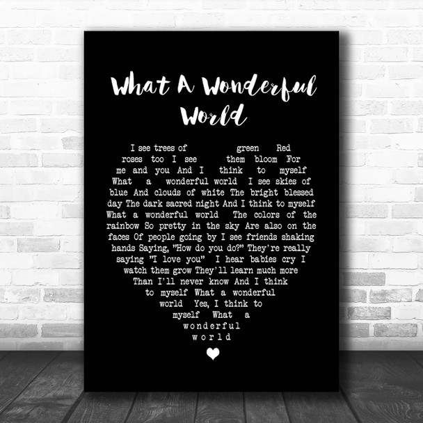 What A Wonderful World Louis Armstrong Black Heart Song Lyric Music Wall Art Print