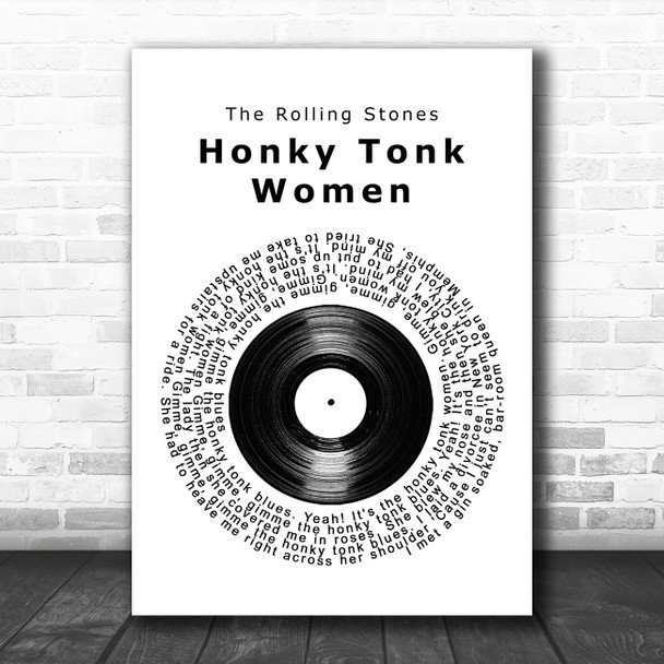 The Rolling Stones Honky Tonk Women Vinyl Record Song Lyric Music Poster Print
