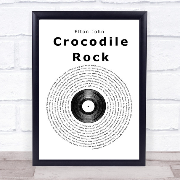 Elton John Crocodile Rock Vinyl Record Song Lyric Music Poster Print