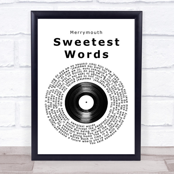 Merrymouth Sweetest Words Vinyl Record Song Lyric Music Poster Print