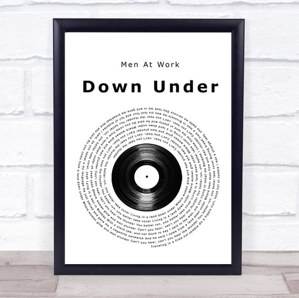 Men At Work Down Under Vinyl Record Song Lyric Music Poster Print