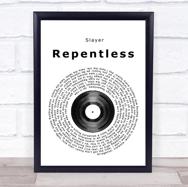 Slayer Repentless Vinyl Record Song Lyric Music Poster Print