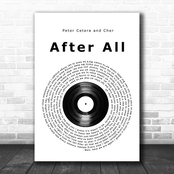 Peter Cetera and Cher After All Vinyl Record Song Lyric Music Poster Print