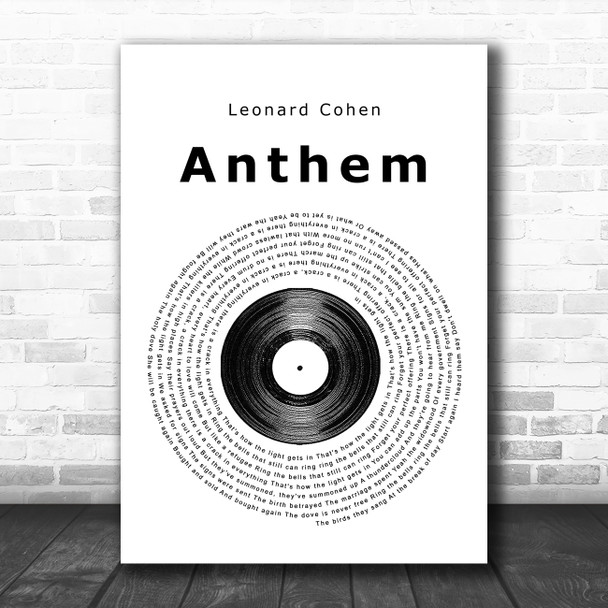 Leonard Cohen Anthem Vinyl Record Song Lyric Music Poster Print