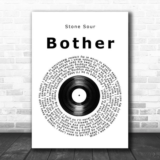 Stone Sour Bother Vinyl Record Song Lyric Music Poster Print