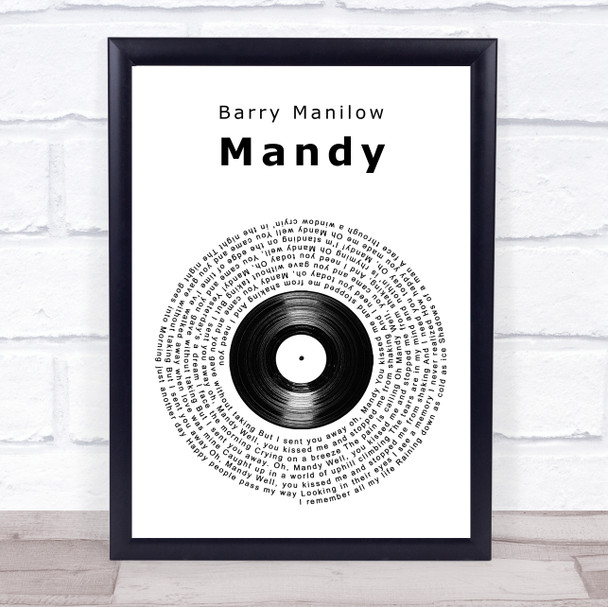 Barry Manilow Mandy Vinyl Record Song Lyric Music Poster Print