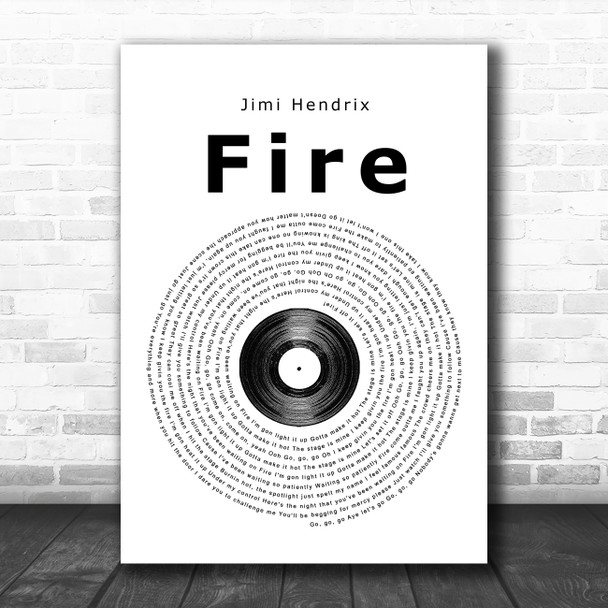 Jimi Hendrix Fire Vinyl Record Song Lyric Music Poster Print