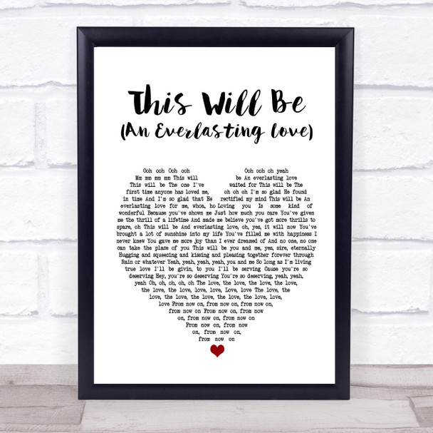 Natalie Cole This Will Be (An Everlasting Love) White Heart Song Lyric Music Poster Print