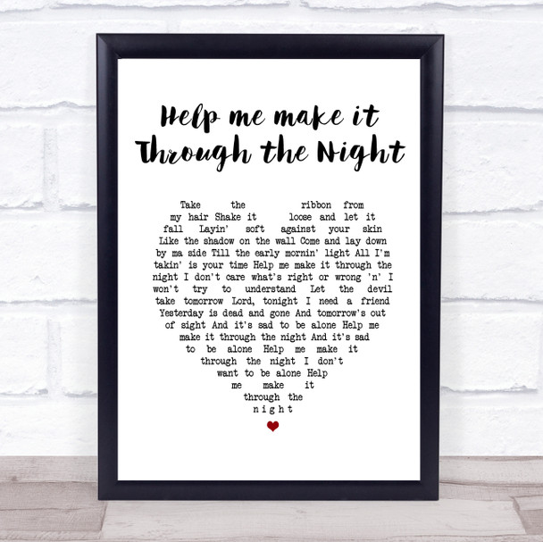 Gladys Knight Help Me Make It Through The Night White Heart Song Lyric Music Poster Print