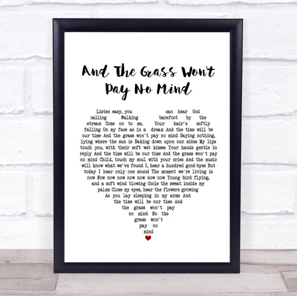 Elvis And The Grass Won't Pay No Mind White Heart Song Lyric Music Poster Print