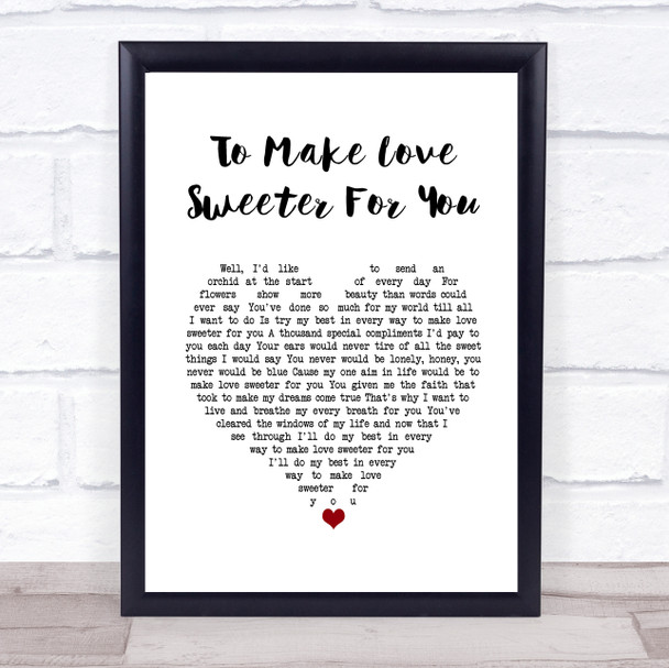 Jerry Lee Lewis To Make Love Sweeter For You White Heart Song Lyric Music Poster Print