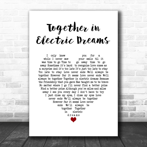 Philip Oakey & Giorgio Moroder Together in Electric Dreams White Heart Lyric Music Poster Print